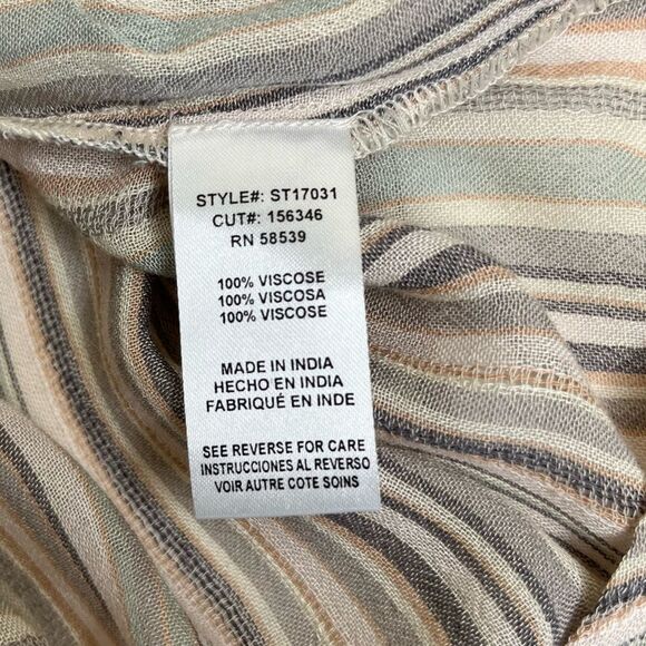 Kut From The Kloth Jasmine Stripe Gauze Shirt Roll Tab Long Sleeve Women XL FLAW - Picture 9 of 13